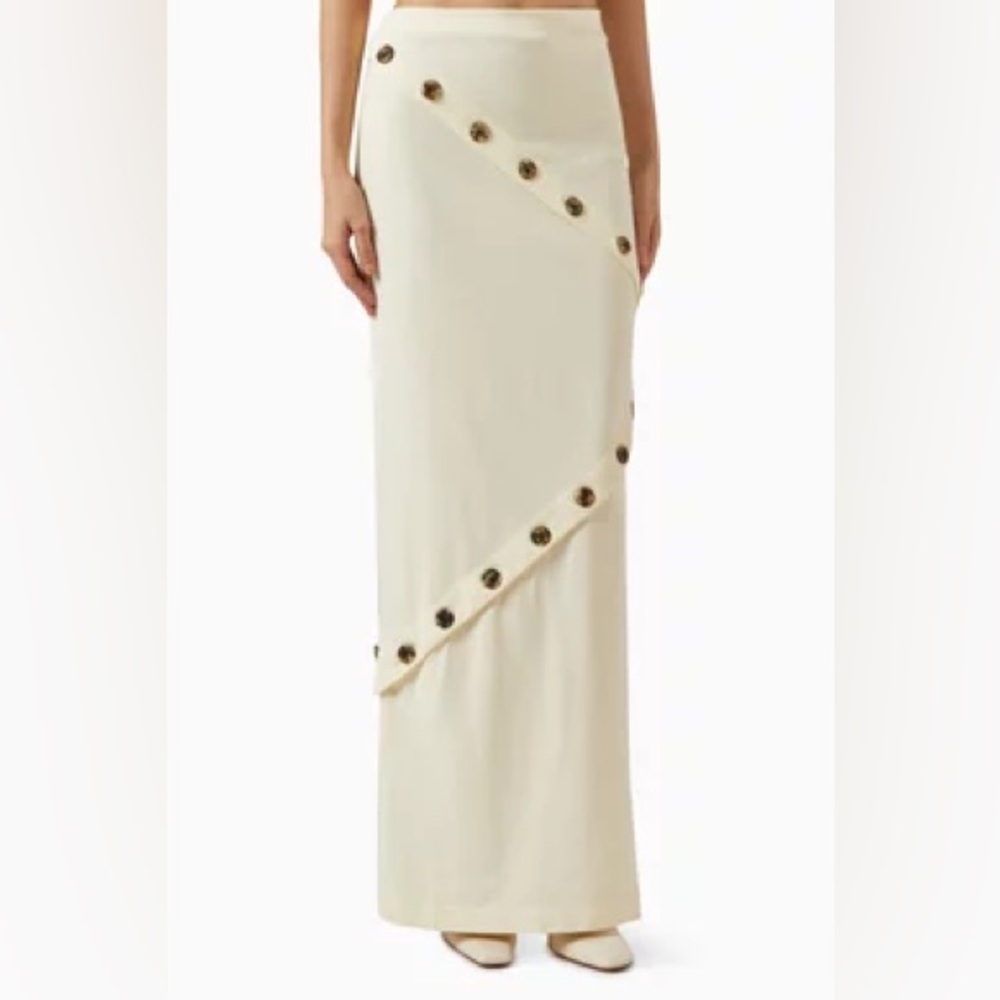 AWAKE MODE Botton Maxi Skirt in Ivory